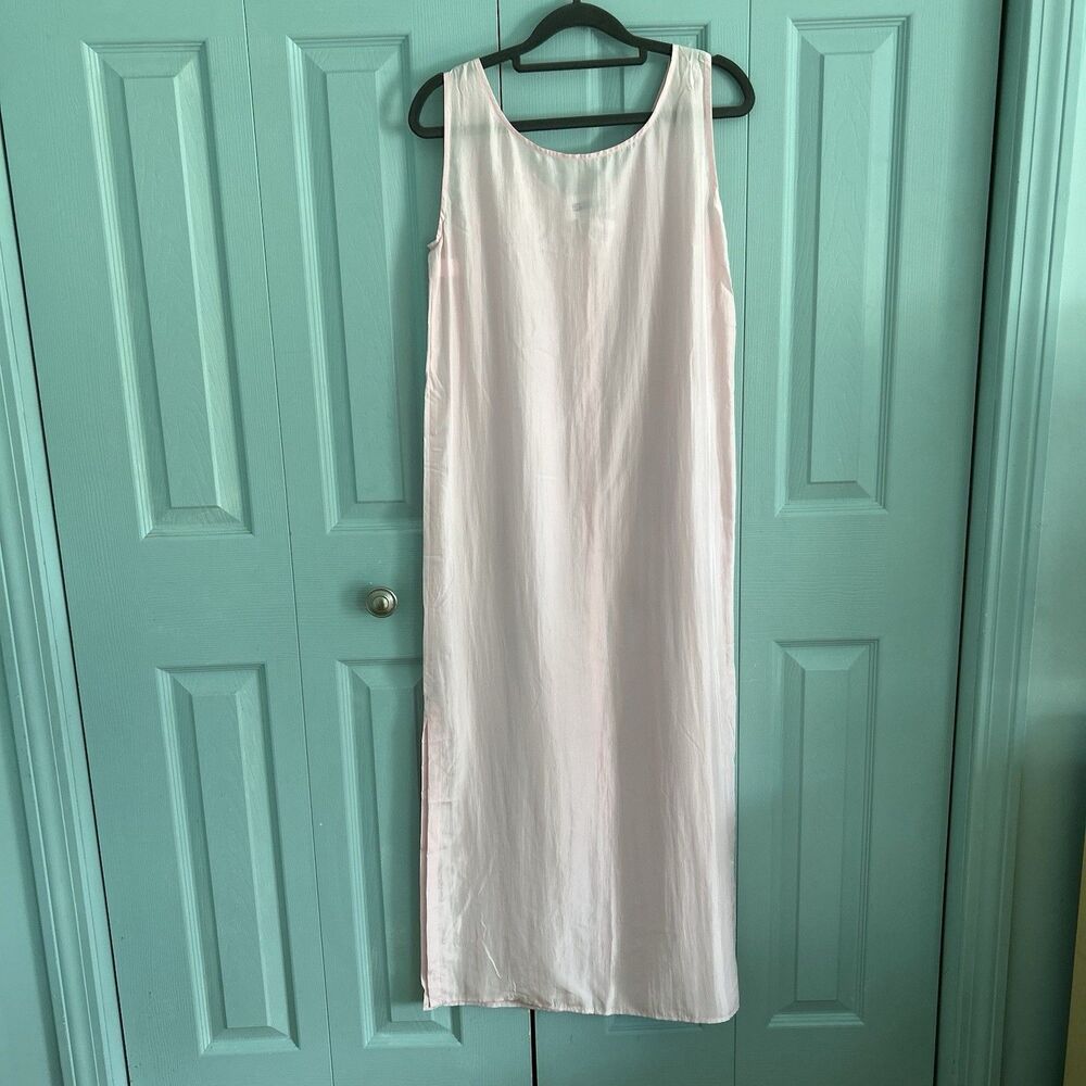Vintage‎ Silx Light Pink Silk Sleeveless Maxi Dress Sm Side Slit Fairy Princess